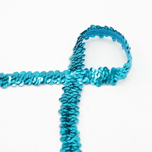 Pailletten rekbaar lint 30mm - turkoois 504 