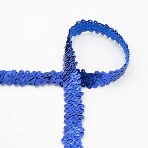 Pailletten rekbaar lint 30mm - kobaltblauw 507