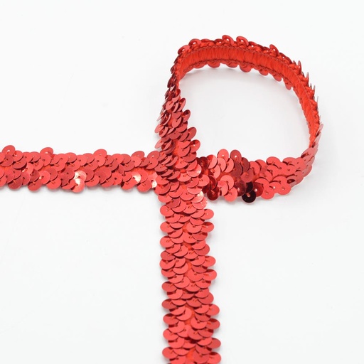 Pailletten rekbaar lint 30mm - rood 515
