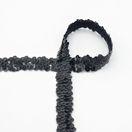 Pailletten rekbaar lint 30mm - zwart 569