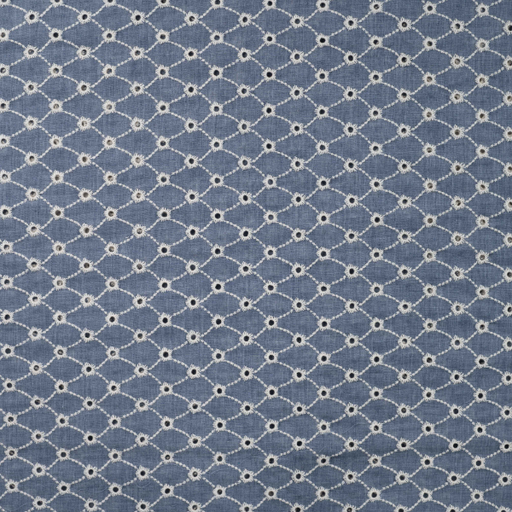 Broderie - Blauw met bloempatroon