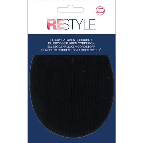Knie-/ellebooglap - ribfluweel zwart