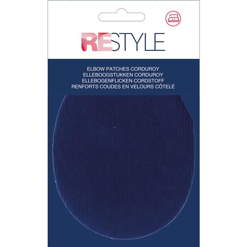 Knie-/ellebooglap - ribfluweel donker kobaltblauw