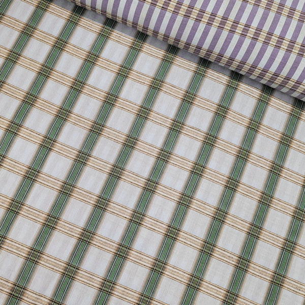 Viscose - Paarse strepen en groene carreaux maan