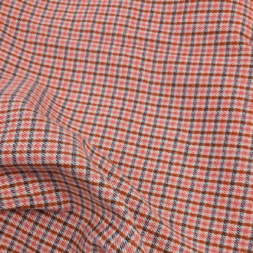 Katoen - Mini carreaux rood roze marine four