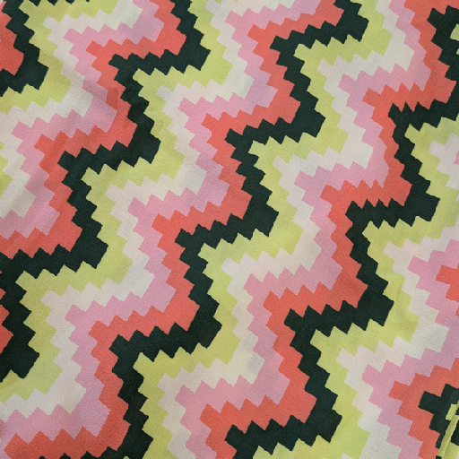 Viscose - Zigzag limoen roze four