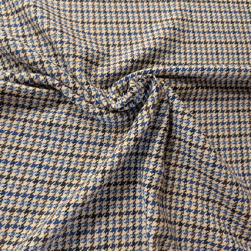 Broekstof - Pied de coq blauw bruin four