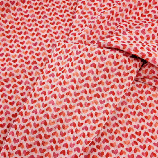 Mousseline voile - Hartjes roze four