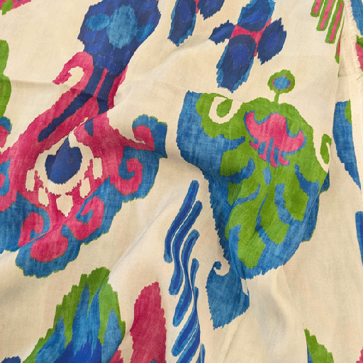 Viscose - Grote print koningsblauw fuchsia four