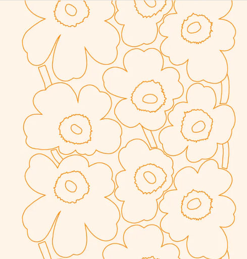 Katoen - Piirto unikko ecru oranje