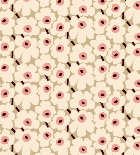 Katoen - Pieni unikko beige roze