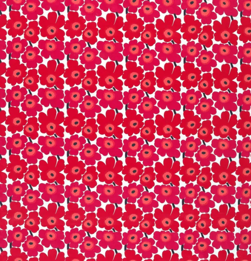 Katoen - Mini unikko rood fuchsia