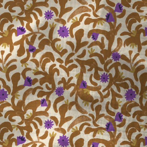 Double gauze - Sterbloemen paars met oker 