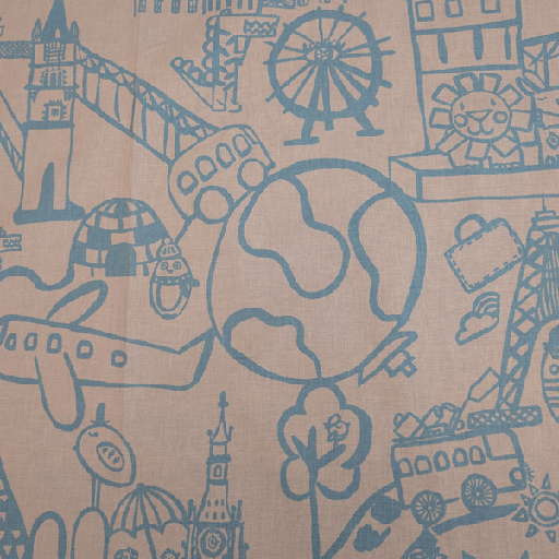 Deco stof - Blauwe reis rond de wereld