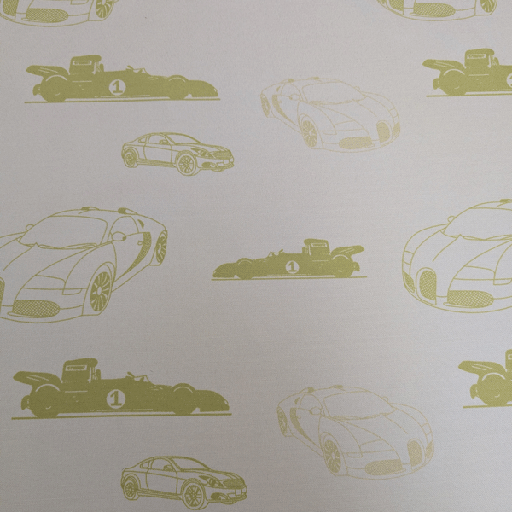 Deco stof - Auto's limoengroen