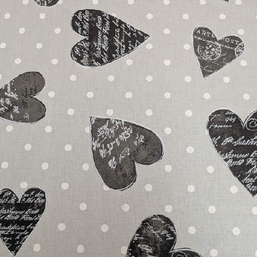Deco stof - grijze hartjes