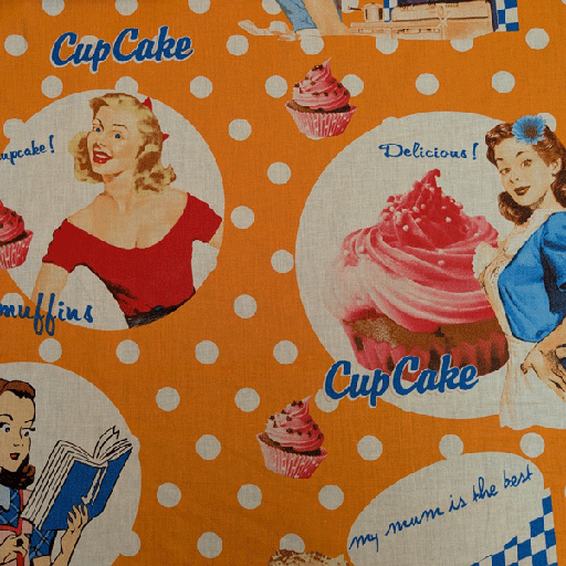 Deco stof - Cupcakes oranje