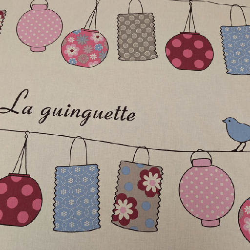 Deco stof - Lampionnen roze blauw