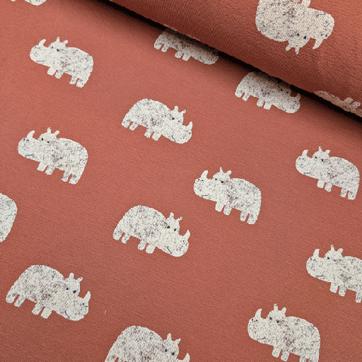 Terry crepe - Neushoorn op tocht