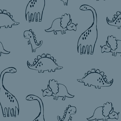 French terry - Dino familie petrol