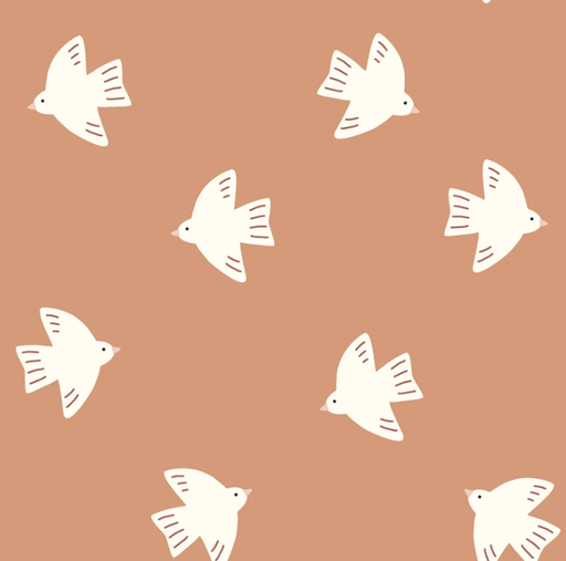 French terry - Roekoe de duif op blush