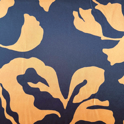 Satijn - Zwart met camel bloemen