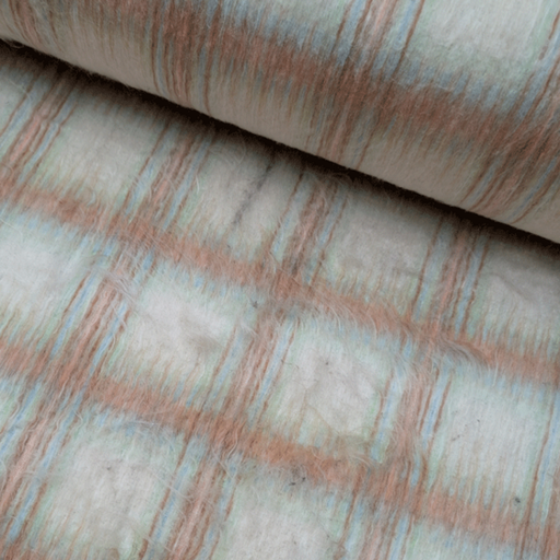 Mantelstof - Wilma carreaux munt bruin