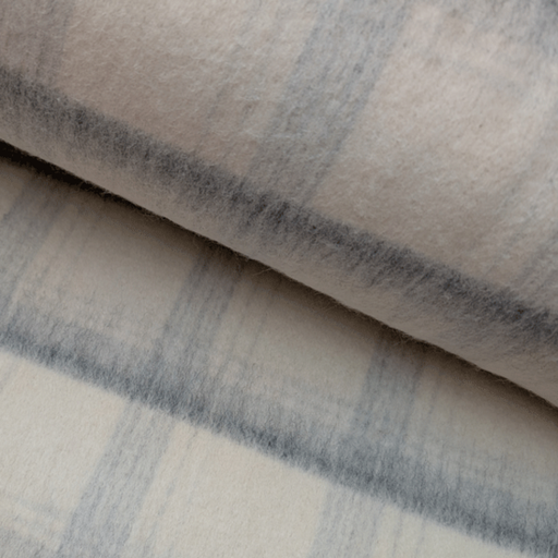 Mantelstof - Wilma carreaux ecru grijs