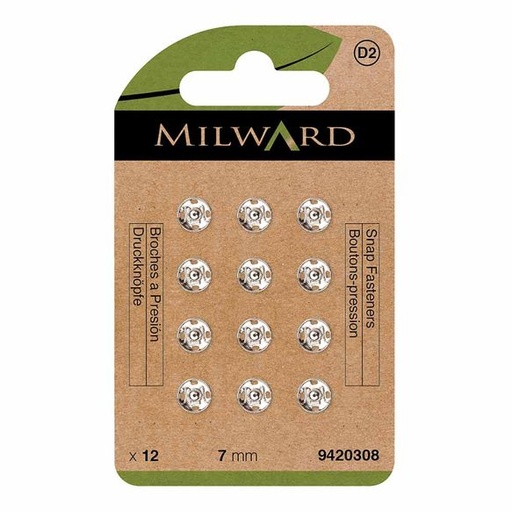 Milward - Manteldrukkers 7mm - nikkel (12st)