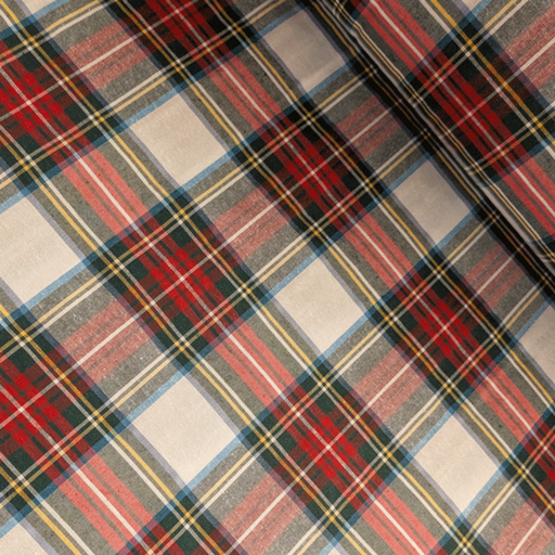 Katoen 280cm - Schotse ruit wit