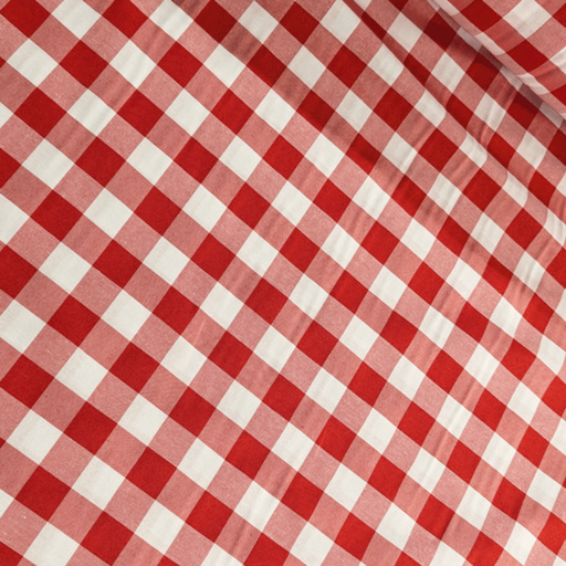 Katoen 280cm - Vichy ruit rood (29mm)