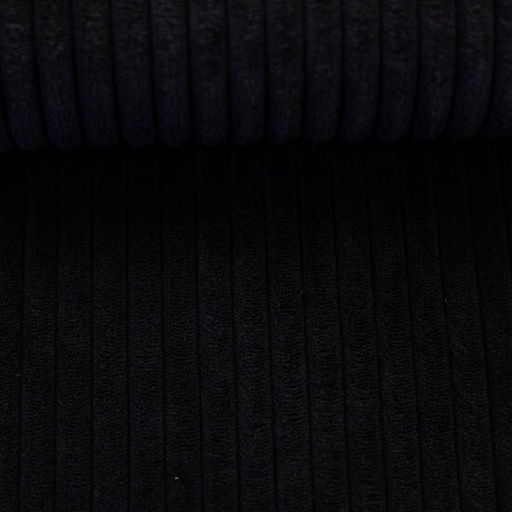 Ribfluweel deco - brede rib zwart