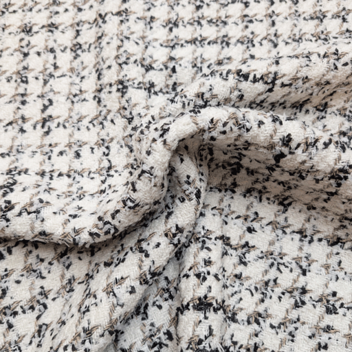 Damesstof - weving pied de coq ecru zwart