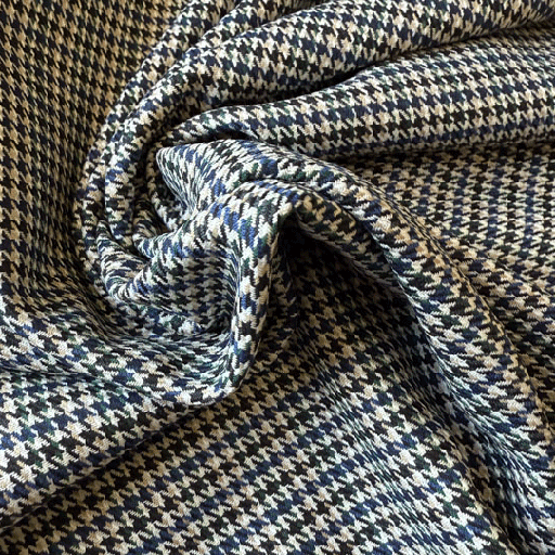 Broekstof - Mini pied de poule blauwzwart