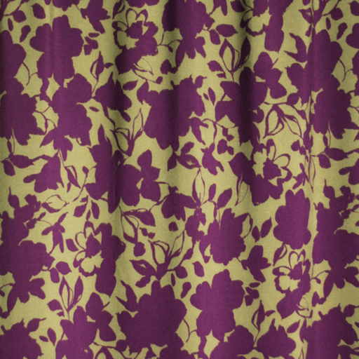 Viscose - Khaki viscose with purple flowers jupe