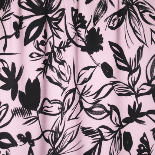 Viscose - Lilac with black flowers jupe
