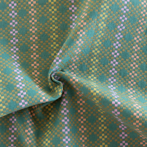 Katoen - Lucky green flowermotive