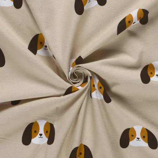 Flanel - Beige met puppie