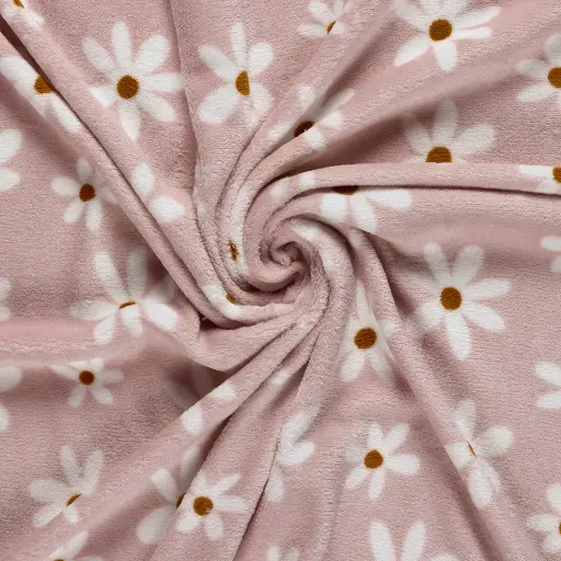 Wellness fleece -  Witte bloem op roze