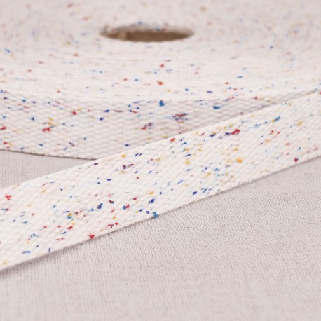 Tassenband 30mm - Spikkel multi wit 1