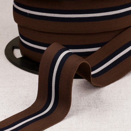 Elastiek 32mm - Multi streep bruin 61