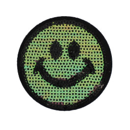 Applicatie - Paillet smiley groen-roze