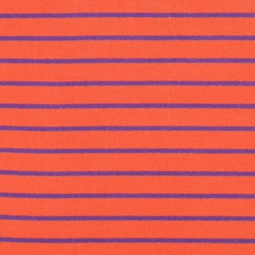 Badstof stretch - Strepen oranje & paars