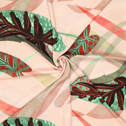 Viscose - Bladeren op roze water 