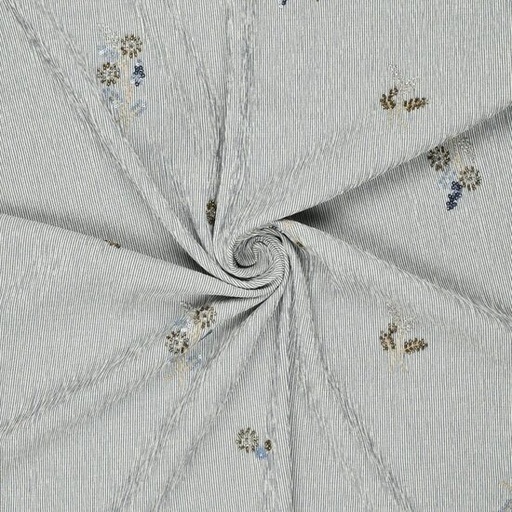 Damesstof - Crinckle streep blauw paillet