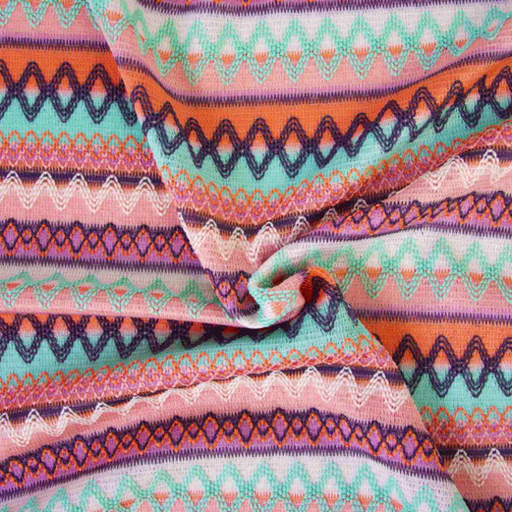 Jersey - Fantasie geborduurde lijn munt zalm