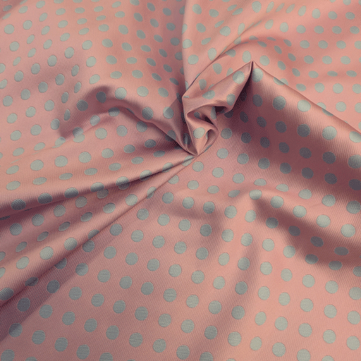 Jacquard - Mikado stippen grijsblauw roze