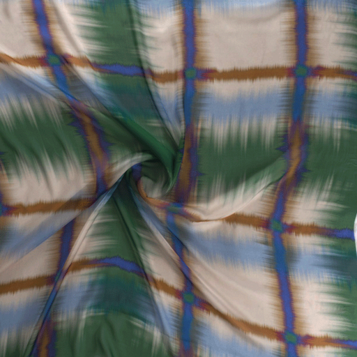 Zijde - Grafisch groen paars bruin