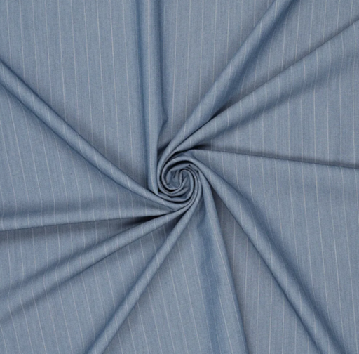 Broekstof - Denimblauw krijtstreep 85