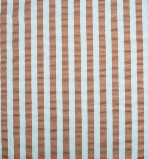 Seersucker katoen - Strepen blauw bruin 1 cm